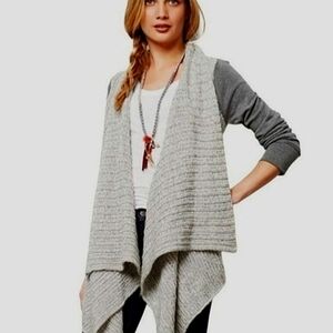 Anthropologie Saturday Sunday Open Front Waterfall Drape Collar Knitted Cardigan
